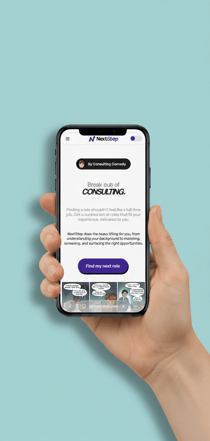 NextStep in a phone mockup